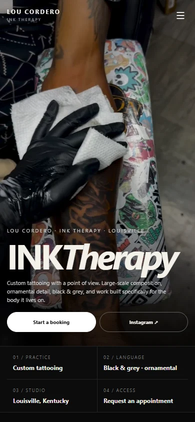 Ink Therapy — actual mobile website