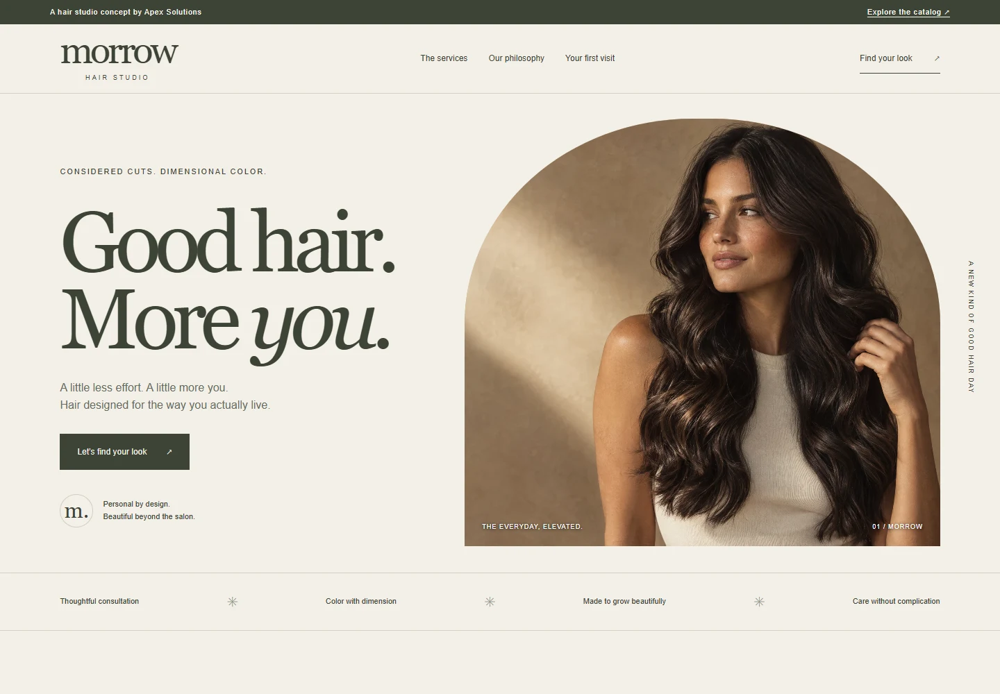 Morrow Hair Studio — actual desktop website